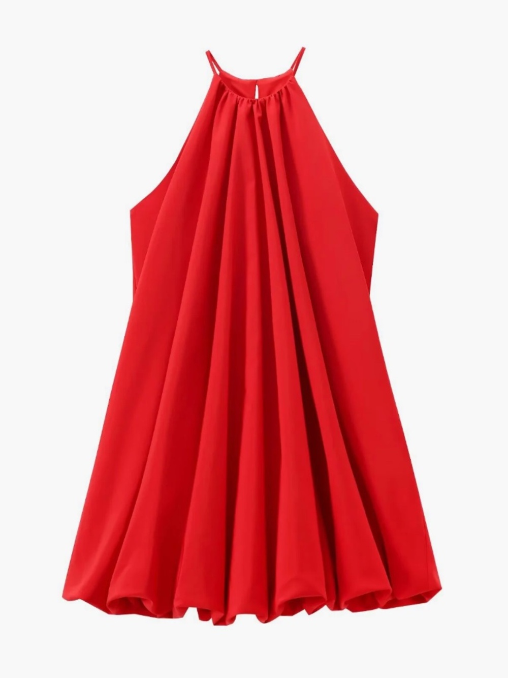 Commense Red Balloon Hem Mini Dress